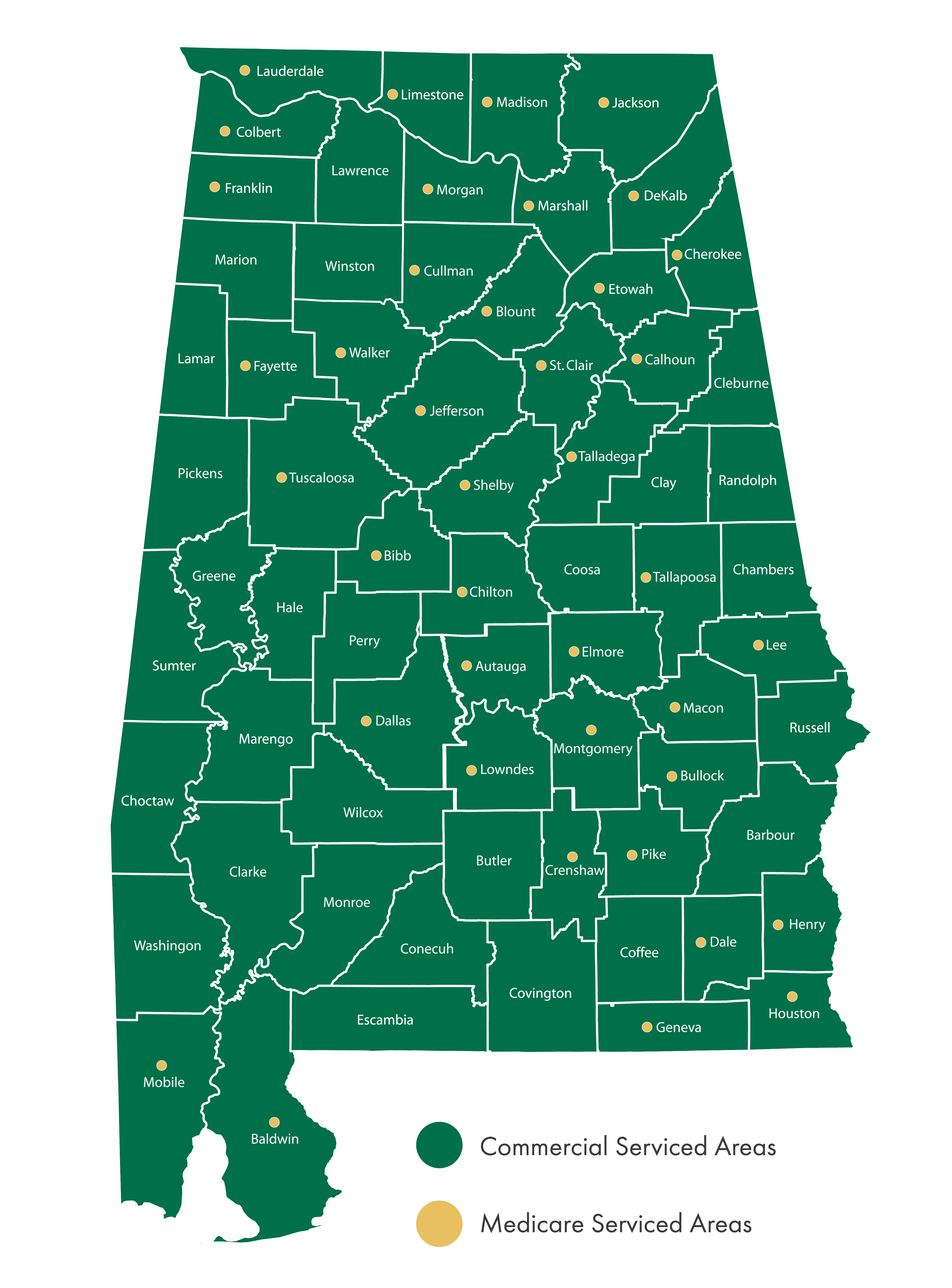 COMMERCIAL SERVICE AREA MAP